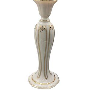 Lenox Vanguard Collection Candle Holder Art Nouveau Style Cream Gold Black 7.5"
